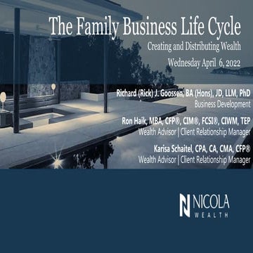 The Family Business Life Cycle: Creating & Distributing Wealth