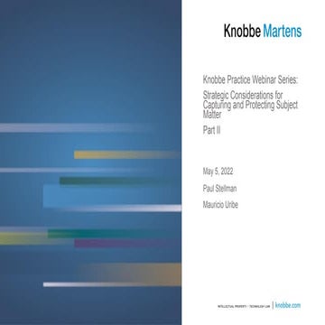 Strategic Planning for Capturing and Protecting Intellectual Property - Knobb...