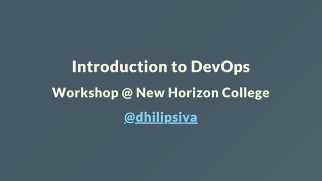 Introduction To DevOps Workshop @ New Horizon College 