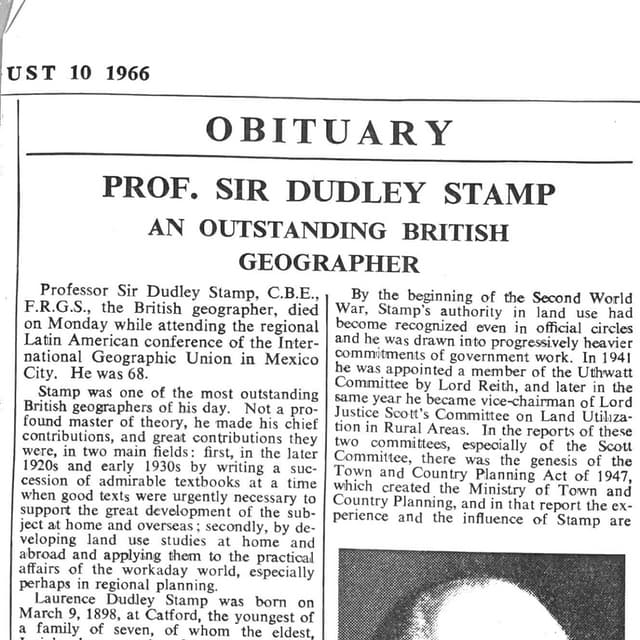 Obituary for L Dudley Stamp