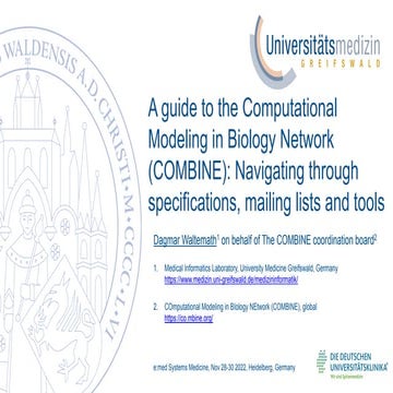 A guide to the COMBINE: Navigating through specifications, mailing lists and ...