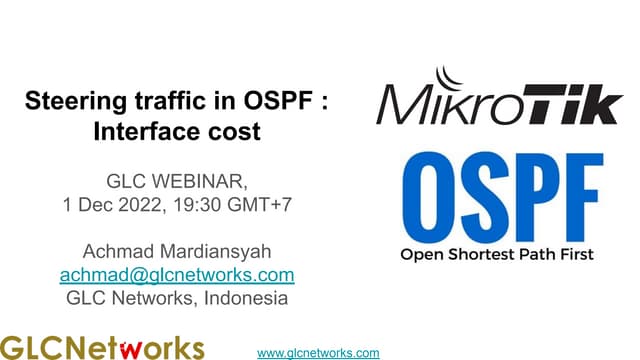 Steering traffic in OSPF: Interface cost