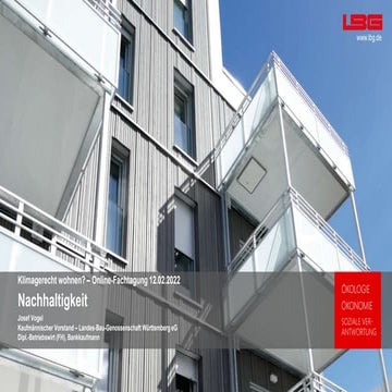 Nachhaltigkeit bei Wohngebäuden: ökologisch - ökonomisch - sozial