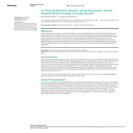 A Case of Device Closure of an Eccentric Atrial Septal Defect Using a Large D...