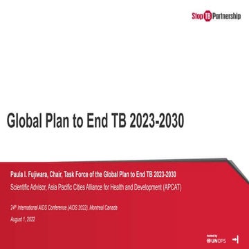 Dr Paula Fujiwara, Chair of Stop TB Partnership's Global Plan to End TB Task ...