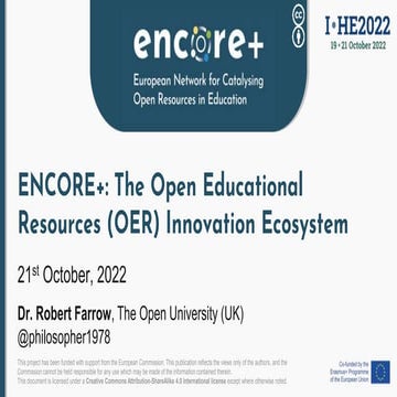 ENCORE+: The Open Educational Resources (OER) Innovation Ecosystem