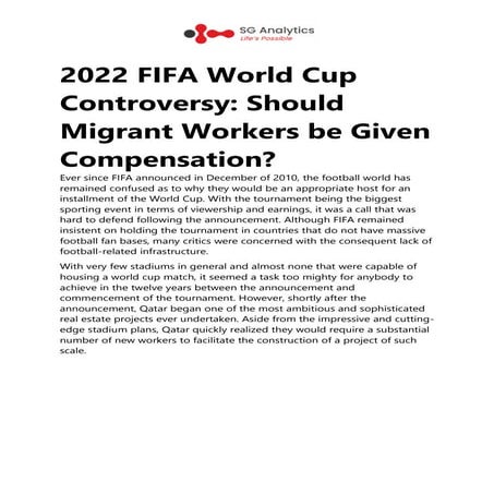 Should FIFA and Qatar Compensate Abused Migrant Workers?