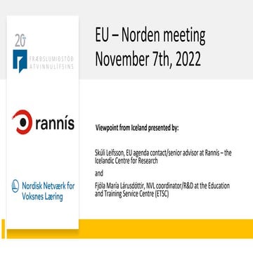 Nordisk møte om voksnes læring 2022 - Island - Skuli og Fjola