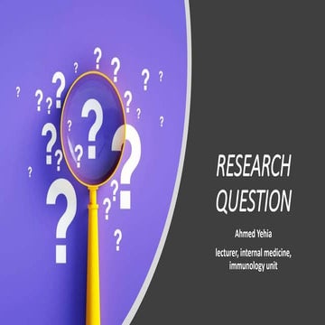 Research question and research problem Ahmed Yehia, MD IMMUNOLOGY, BENI-SUEF,...