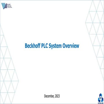Beckhoff Programmable Logic Control Overview Presentation