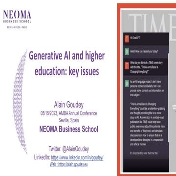 Generative AI and higher education: key issues for Business Schools and Unive...