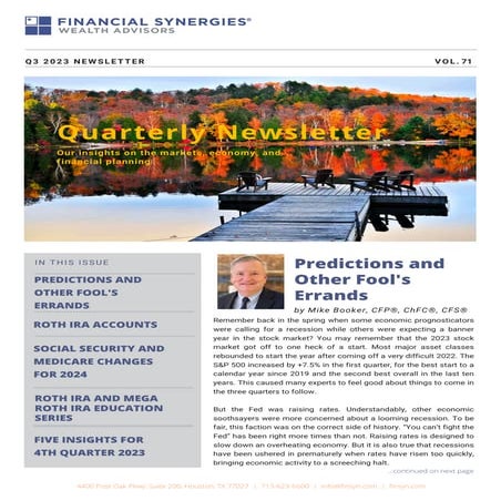 Q3 2023 Newsletter | Financial Synergies Wealth Advisors