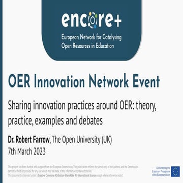 Sharing innovation practices around OER: theory, practice, examples and debates