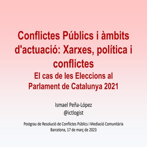 Conflictes Públics i àmbits d'actuació: Xarxes, política i conflictes. El cas...
