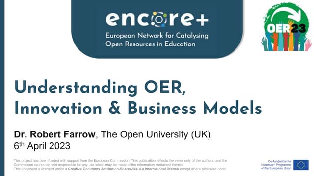 Understanding OER, Innovation & Business Models