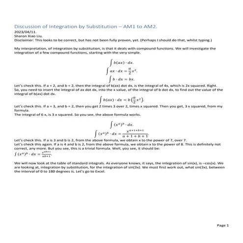 20230411 Discussion of Integration by Substitution.docx