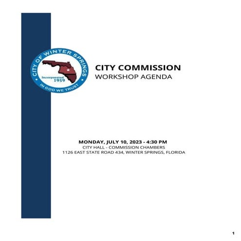 2023 07 10 City Commission Budget Workshop Agenda Packet | PDF