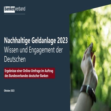 Nachhaltige Geldanlage 2023 - Wissen und Engagement der Deutschen
