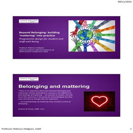 Beyond belonging - building mattering into programme design, Rebecca Hodgson