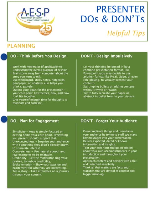 Presenter Helpful Tips Handout