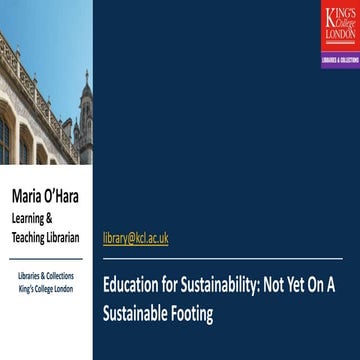 Education for Sustainability: Not Yet on A Sustainable Footing