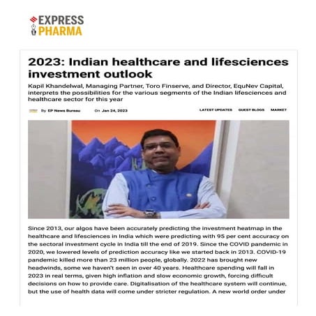 2023 India Healthcare and Lifesciences Investment Outlook