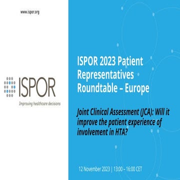 2023 ISPOR Patient Representatives Roundtable - Europe