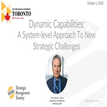 Dynamic Capabilities: A System-level Approach To New Strategic Challenges