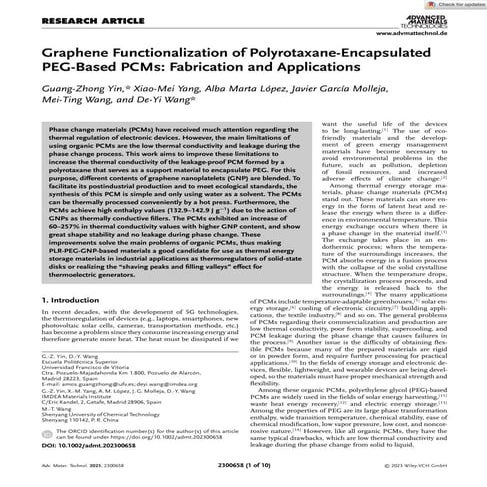 Graphene Functionalization of Polyrotaxane-Encapsulated PEG-Based PCMs: Fabri...