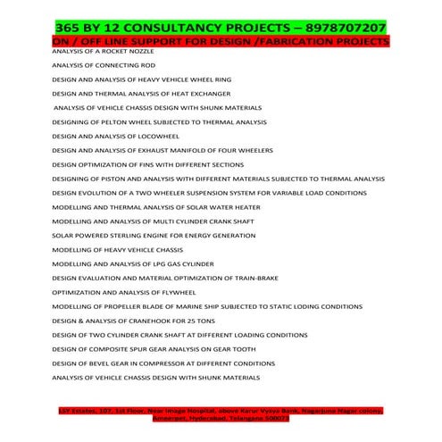 BTECH MTECH PROJECTS FOR MECHANICAL ENINEERING | PDF