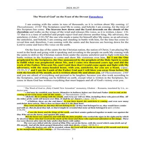 2024.10.27 - The Word of God on the Feast of the Devout Parascheva | PDF