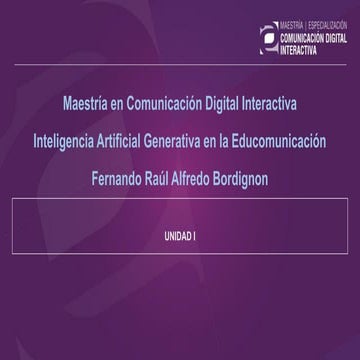 Inteligencia Artificial Generativa  | Unidad 1
