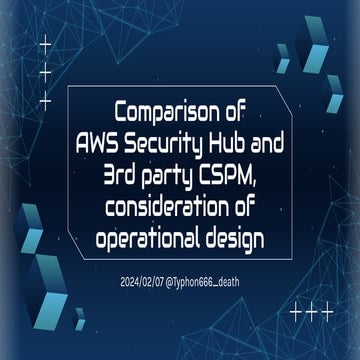 20240207 Comparison of  AWS Security Hub and 3rd party CSPM, consideration of...