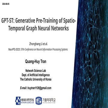[20240805_LabSeminar_Huy]GPT-ST: Generative Pre-Training of Spatio-Temporal G...