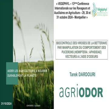 Présentation Agriodor CIRAA 31/10/2024 Tarek Dardouri | PDF