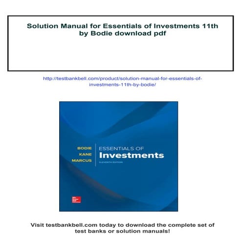 Solution Manual for Essentials of Investments 11th by Bodie | PDF