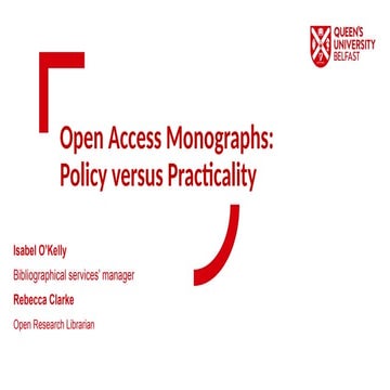 Open access monographs: policy versus practicality