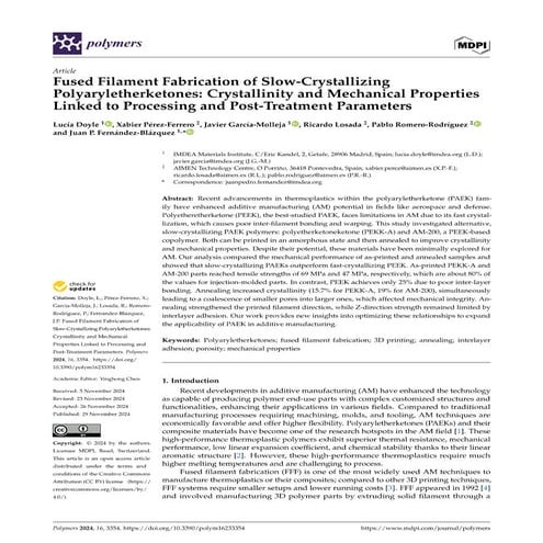 Fused Filament Fabrication of slow-crystallizing polyaryletherketones: crysta...
