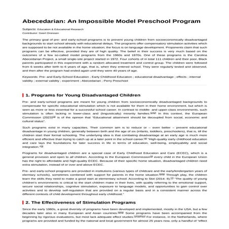 Geert Driessen (2024) Encyclopedia Abecedarian an impossible model preschool program