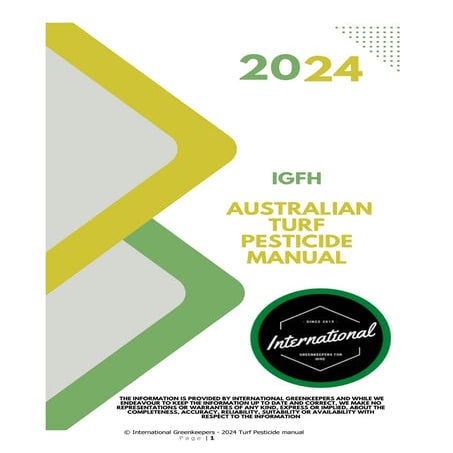 2024 International greenkeepers For Hire Turf Pesticides Manual | PDF