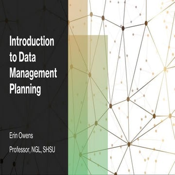 Introduction to Data Management Planning