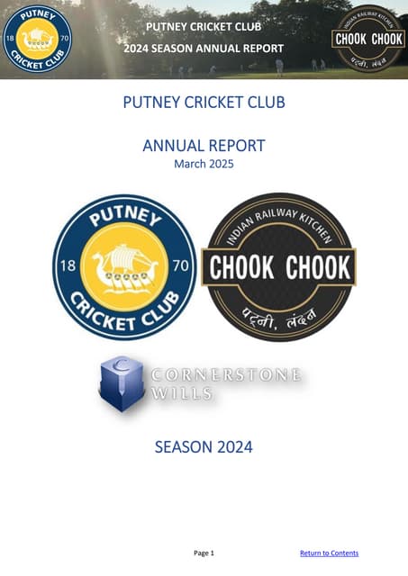 2024 Putney Cricket Club Annual Report - March 2025
