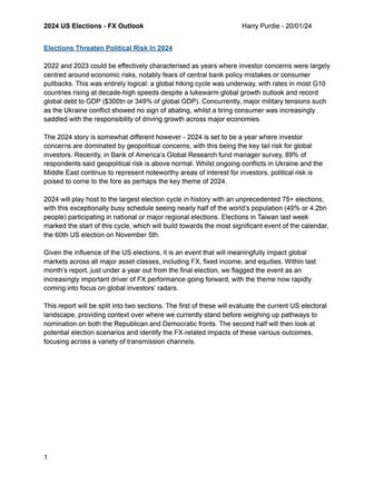 2024 US Elections - FX Outlook (20/01/24)