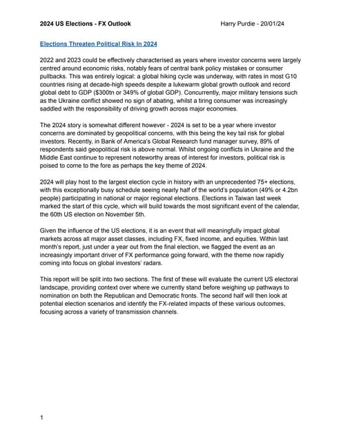 2024 US Elections - FX Outlook (20/01/24)