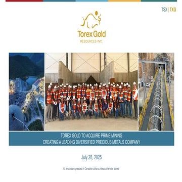 Torex to Acquire Prime Mining - July 2025