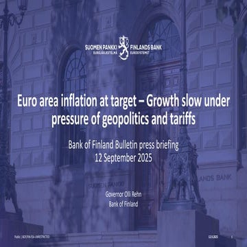Euro area inflation at target – Growth slow under pressure of geopolitics and...