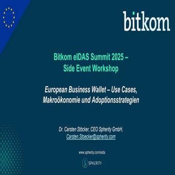 Bitkom eIDAS Summit | European Business Wallet: Use Cases, Macroeconomics, an...