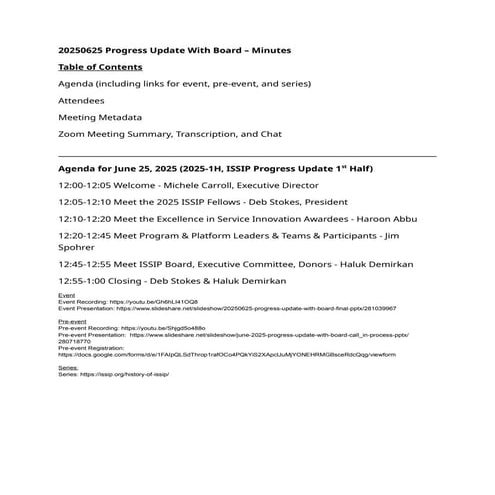 20250625 Progress Update With Board - Minutes.docx