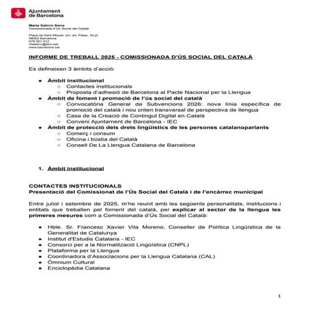 Informe Comissionada Ús Social Català a la Comissió de Drets Socials del mes...
