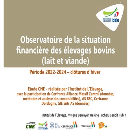 Observatoire de l'endettement et des trésoreries des élevages bovins lait et ...
